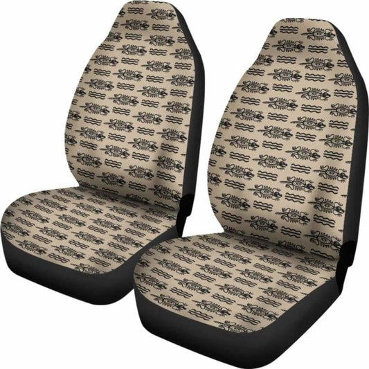 Tan Tribal Lizard Iguana Ethnic Polynesian Car Seat Covers 174914 - YourCarButBetter