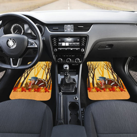 Thanksgiving Turkey In Autumn Leaves Tree Car Floor Mats 211305 - YourCarButBetter