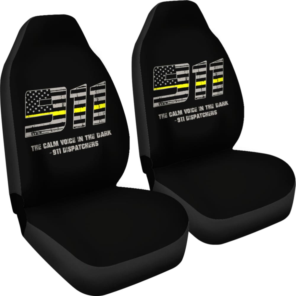 The Calm Voice In The Dark 911 Dispatchers Thin Yellow Line Car Seat Covers 213003 - YourCarButBetter