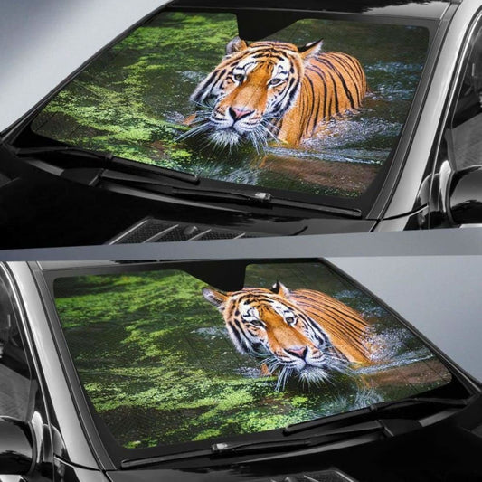 Tiger Big Cat Swim Hd Car Sun Shade 172609 - YourCarButBetter