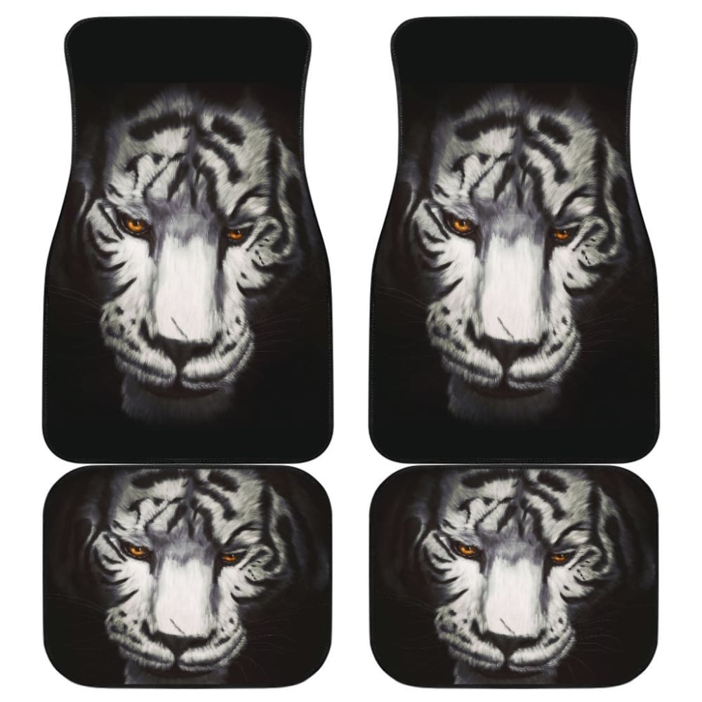 Tiger White Color Evil Face Car Floor Mats 174510 - YourCarButBetter