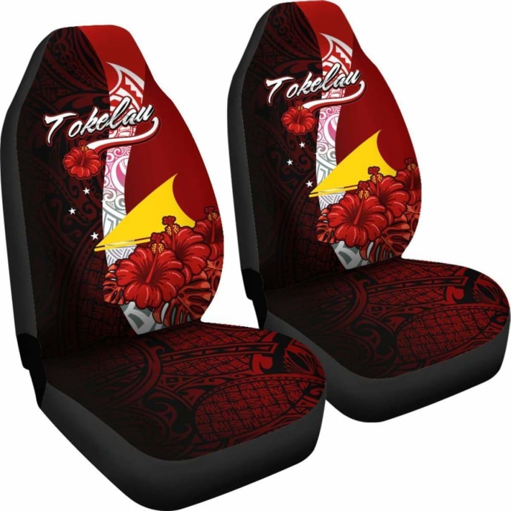 Tokelau Polynesian Car Seat Covers - Coat Of Arm With Hibiscus - 232125 - YourCarButBetter