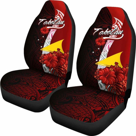 Tokelau Polynesian Car Seat Covers - Coat Of Arm With Hibiscus - 232125 - YourCarButBetter