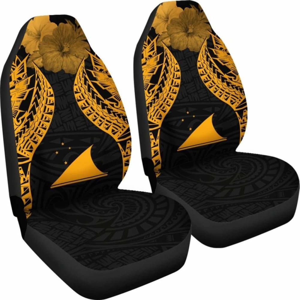 Tokelau Polynesian Car Seat Covers Pride Seal And Hibiscus Gold - 232125 - YourCarButBetter