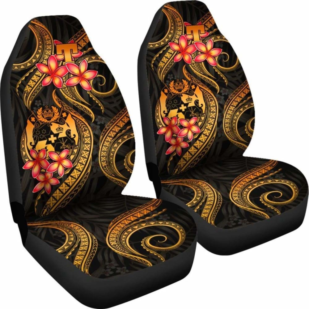 Tonga Polynesian Car Seat Covers - Gold Plumeria - 11 181703 - YourCarButBetter