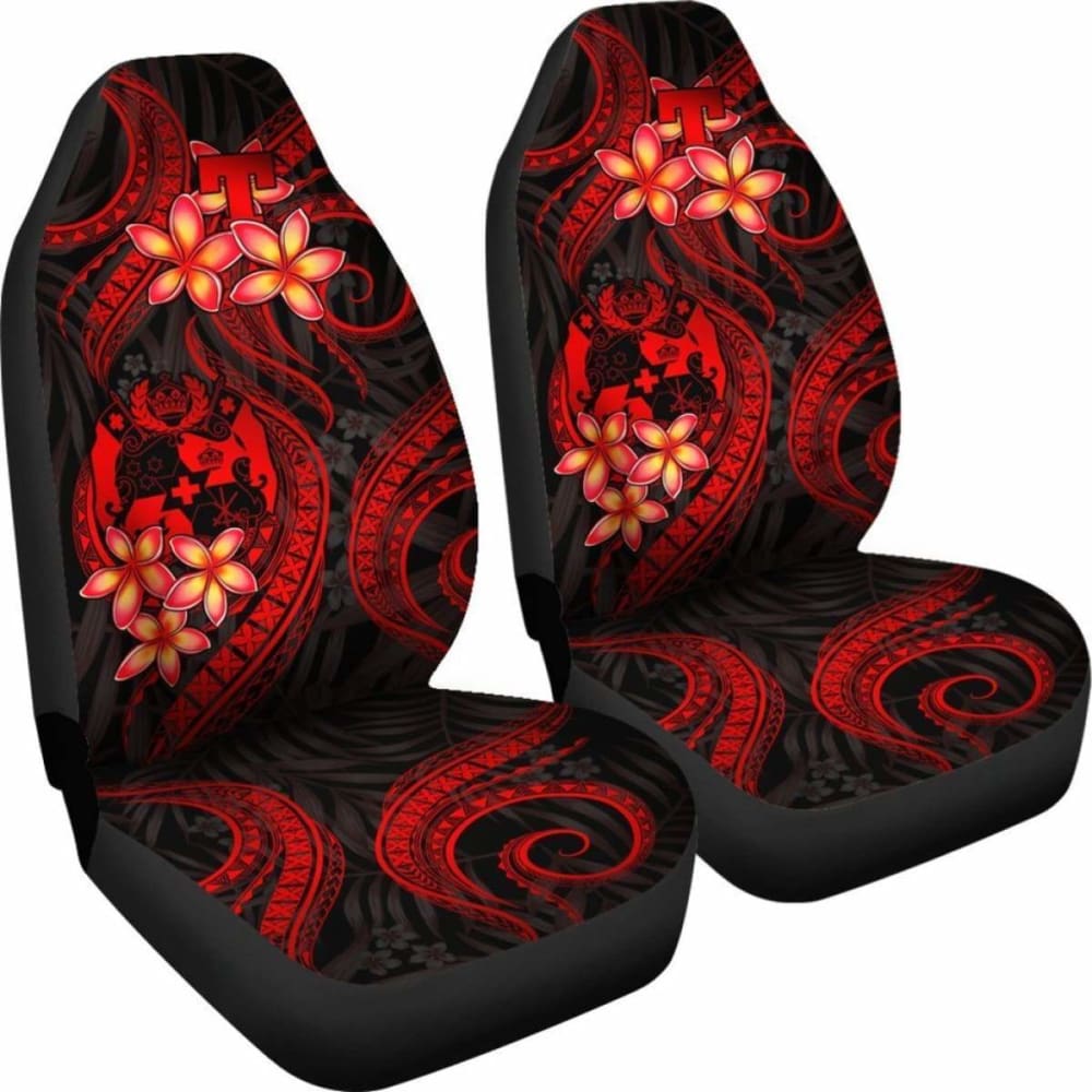 Tonga Polynesian Car Seat Covers - Red Plumeria - 11 181703 - YourCarButBetter