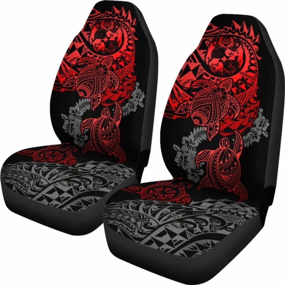 Tonga Polynesian Car Seat Covers - Red Turtle Flowing - Amazing 091114 - YourCarButBetter