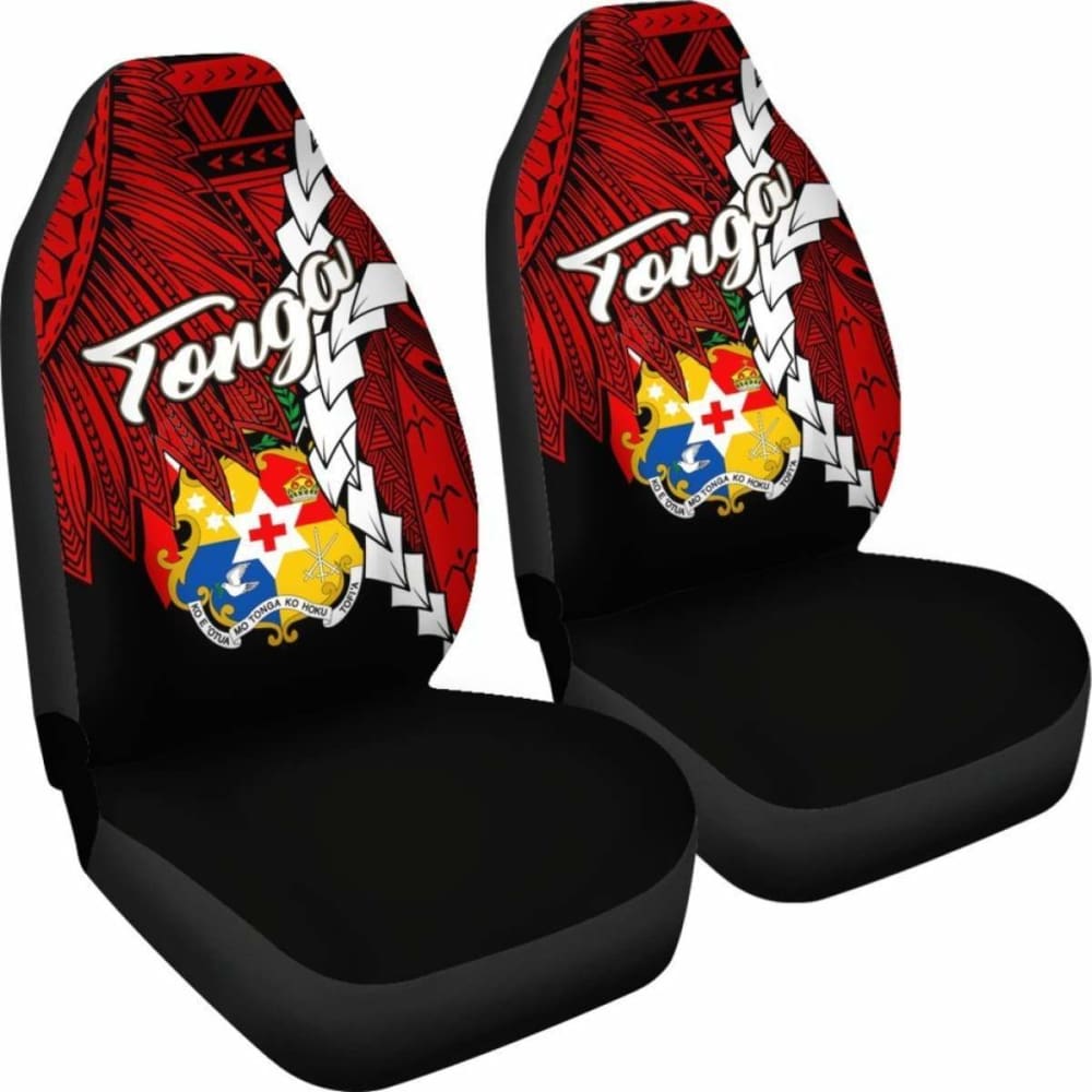 Tonga Polynesian Car Seat Covers - Tribal Wave Tattoo Flag Color - 181703 - YourCarButBetter