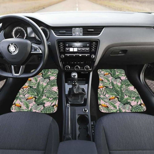 Toucan Tropical Green Jungle Palm Pattern Front And Back Car Mats 105905 - YourCarButBetter