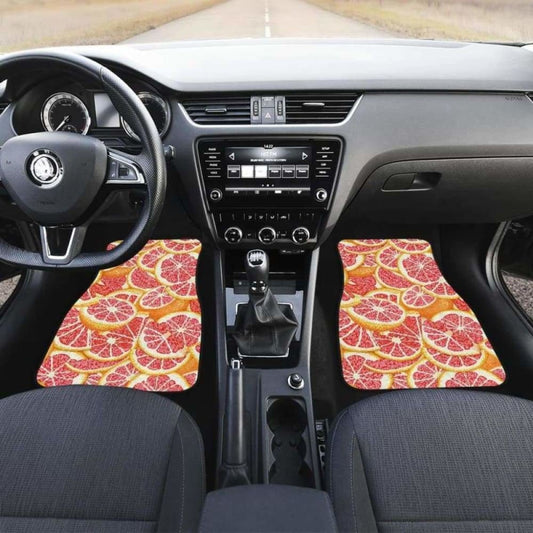 Tropical Grapefruit Pattern Front And Back Car Mats 174914 - YourCarButBetter