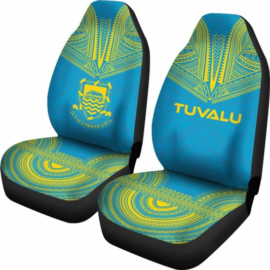 Tulu Car Seat Cover - Tulu Coat Of Arms Polynesian Chief Tattoo Light Blue Version - 10 174914 - YourCarButBetter