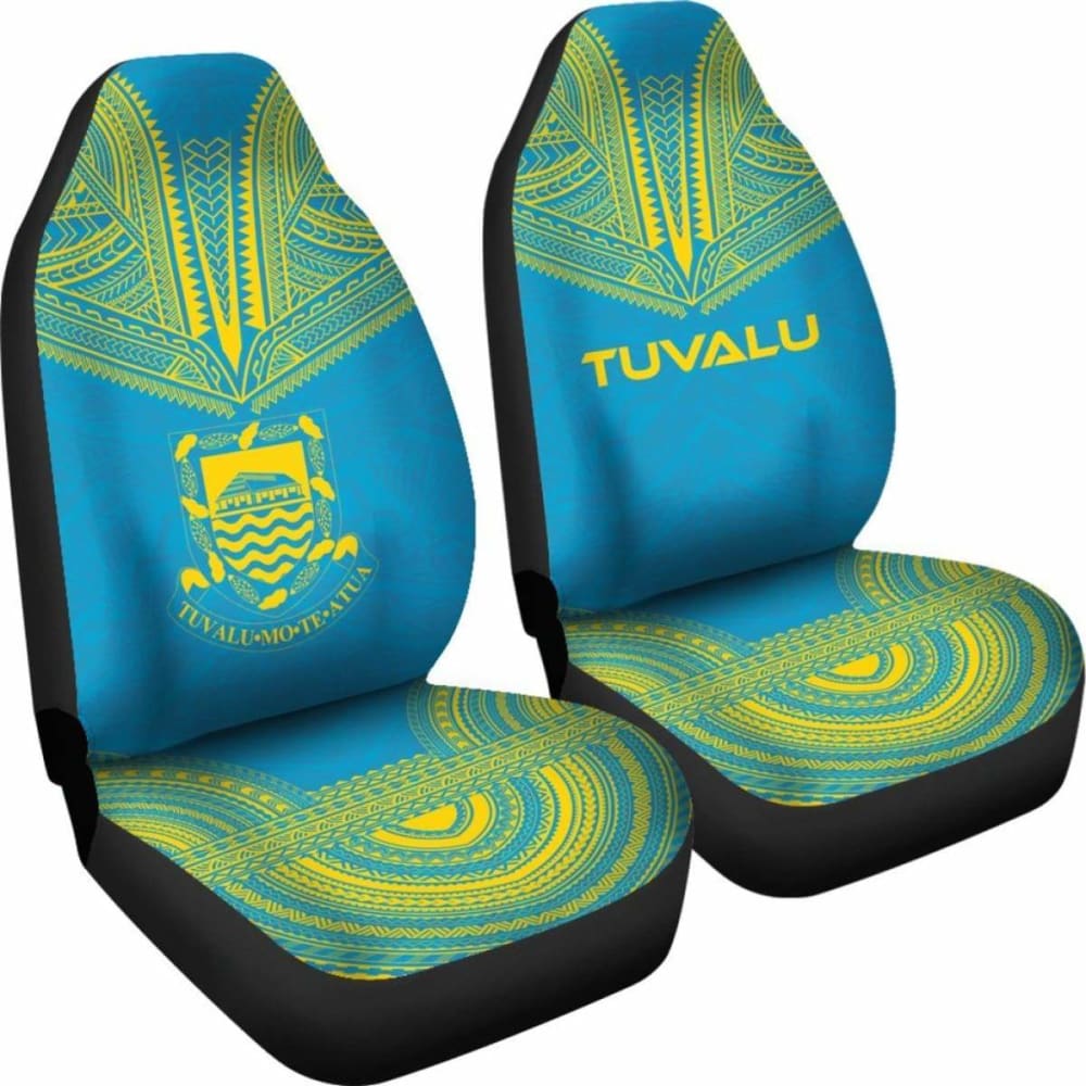 Tulu Car Seat Cover - Tulu Coat Of Arms Polynesian Chief Tattoo Light Blue Version - 10 174914 - YourCarButBetter