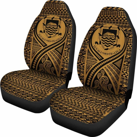 Tulu Car Seat Cover - Tulu Coat Of Arms Polynesian Tattoo Gold - 9 174914 - YourCarButBetter