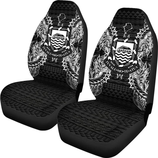 Tuvalu Car Seat Cover - Tuvalu Coat Of Arms Map Black - 105905 - YourCarButBetter