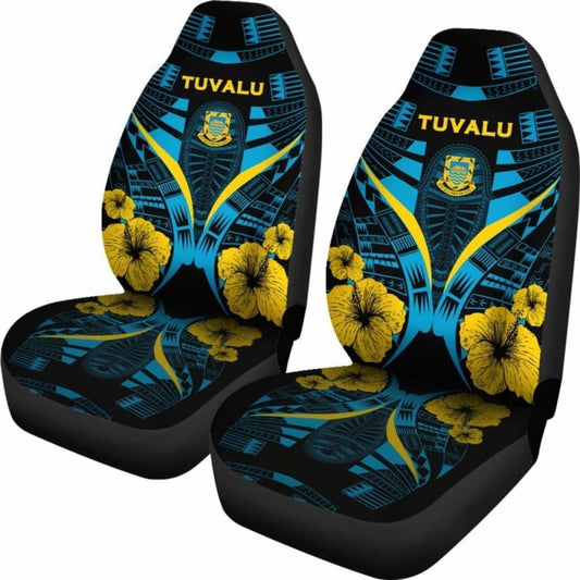 Tuvalu Car Seat Covers - Tuvalu Coat Of Arms Hibiscus Polynesian Tattoo - 232125 - YourCarButBetter