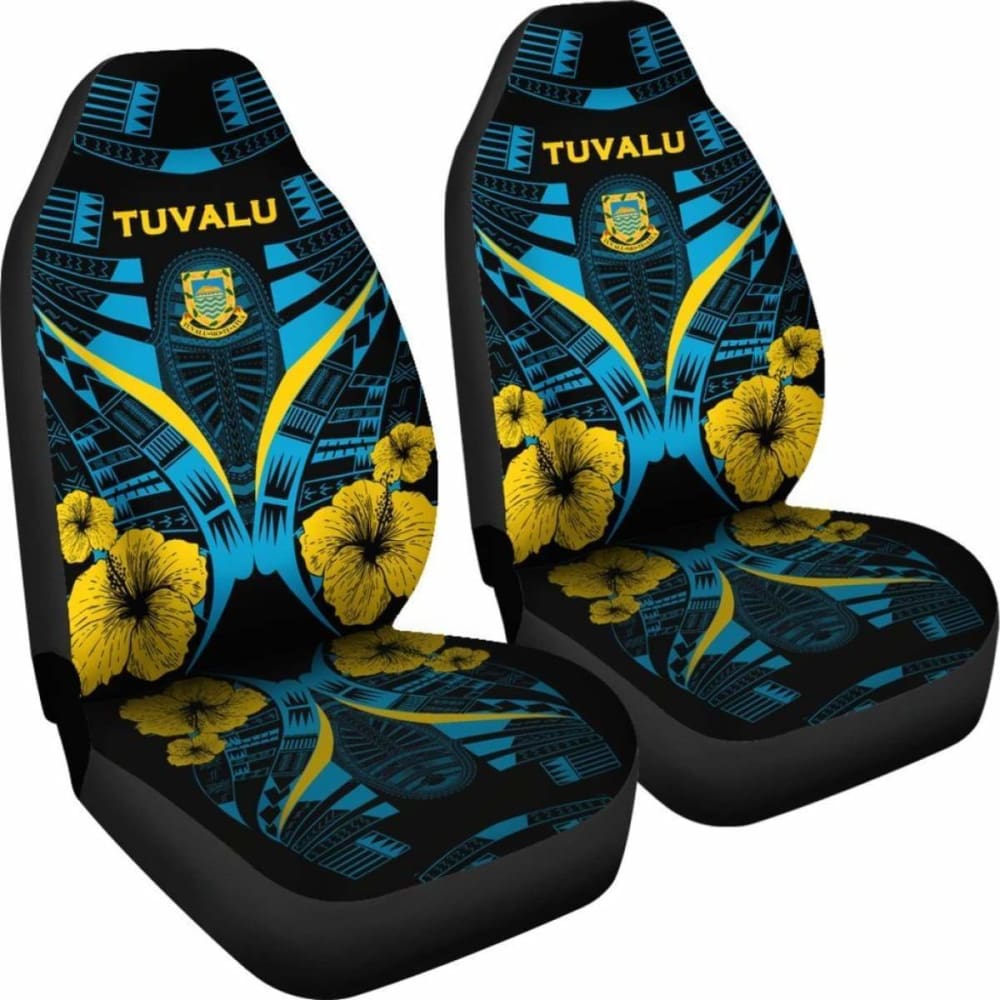 Tuvalu Car Seat Covers - Tuvalu Coat Of Arms Hibiscus Polynesian Tattoo - 232125 - YourCarButBetter