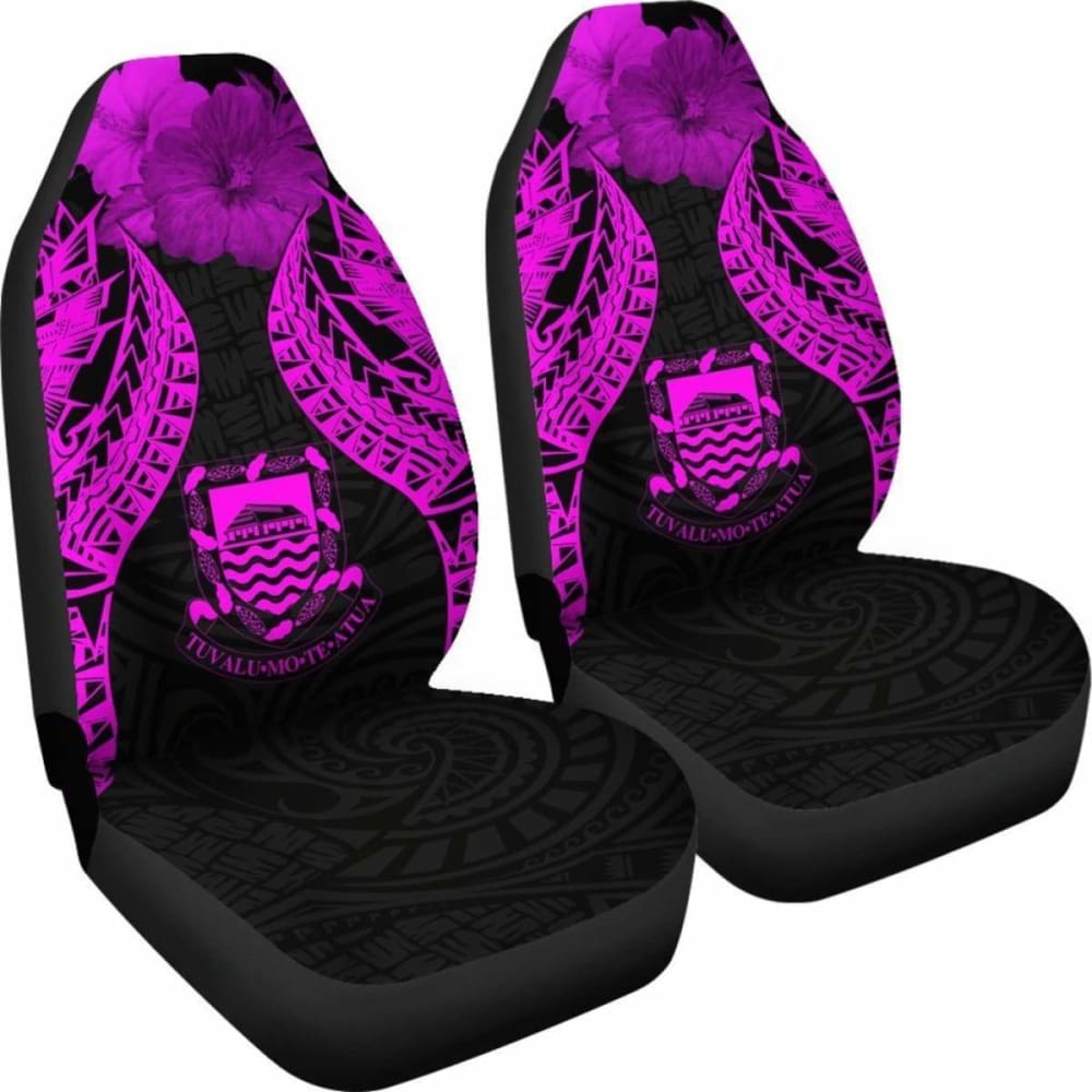 Tuvalu Polynesian Car Seat Covers Pride Seal And Hibiscus Pink - 232125 - YourCarButBetter