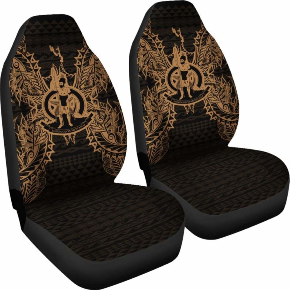 Vanuatu Car Seat Cover - Vanuatu Coat Of Arms Map Gold - 105905 - YourCarButBetter