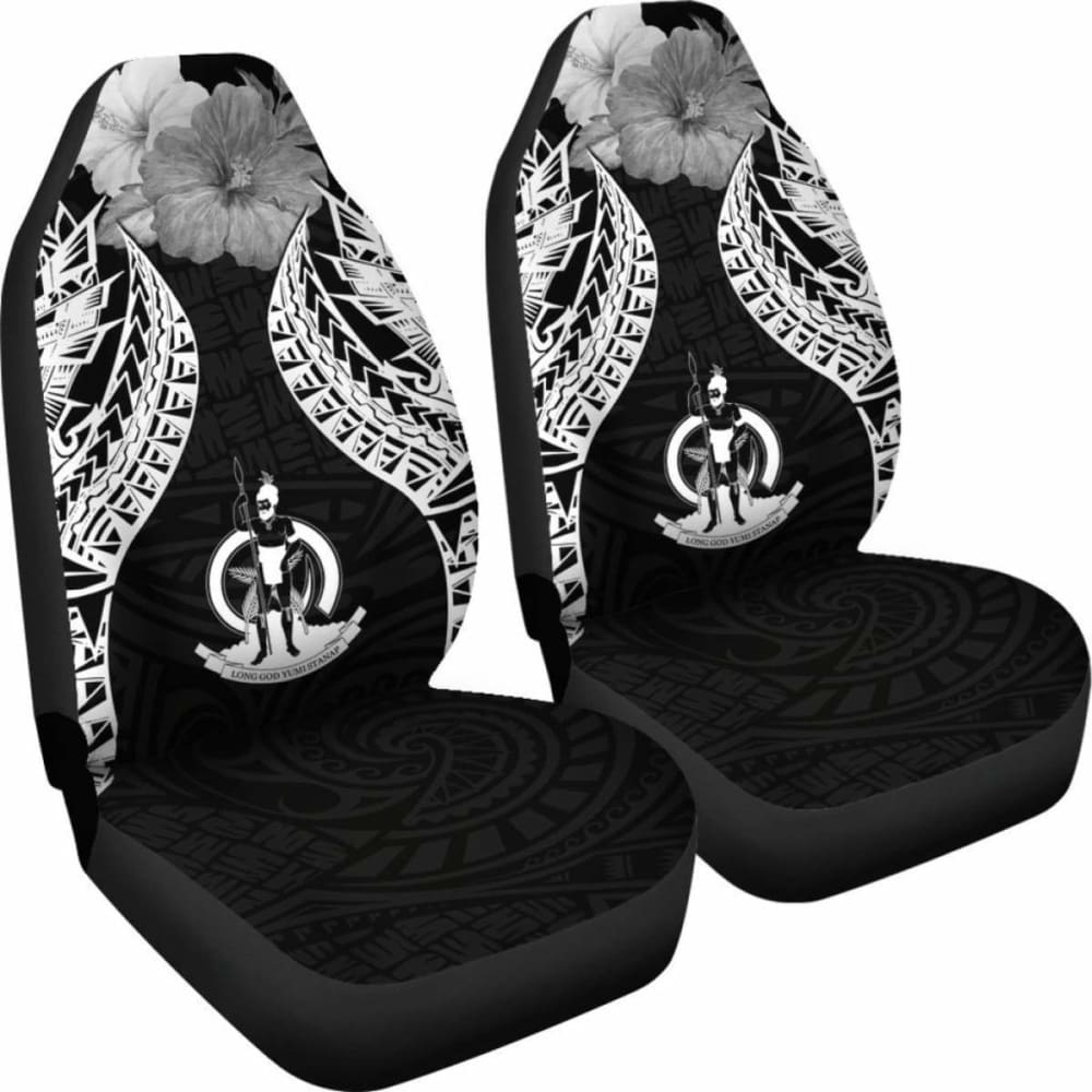 Vanuatu Polynesian Car Seat Covers Pride Seal And Hibiscus Black - 232125 - YourCarButBetter