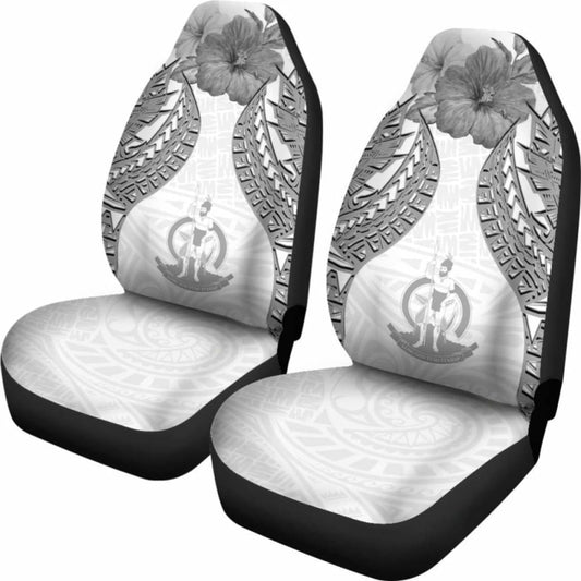 Vanuatu Polynesian Car Seat Covers Pride Seal And Hibiscus White - 232125 - YourCarButBetter