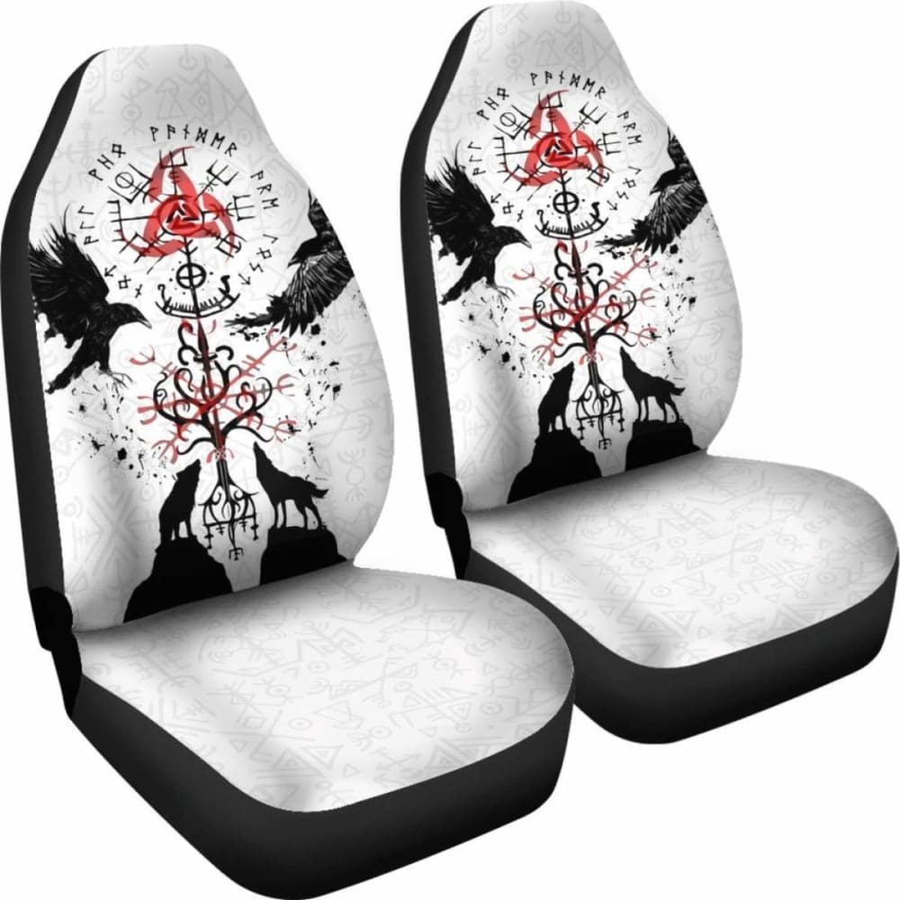 Viking Car Seat Cover Vegvisir Hugin And Munin With Fenrir Yggdrasil 144909