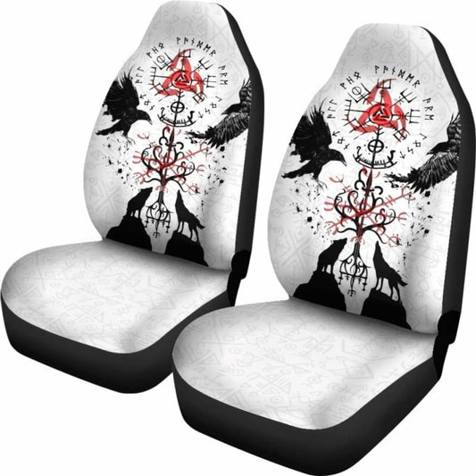 Viking Car Seat Cover Vegvisir Hugin And Munin With Fenrir Yggdrasil 144909