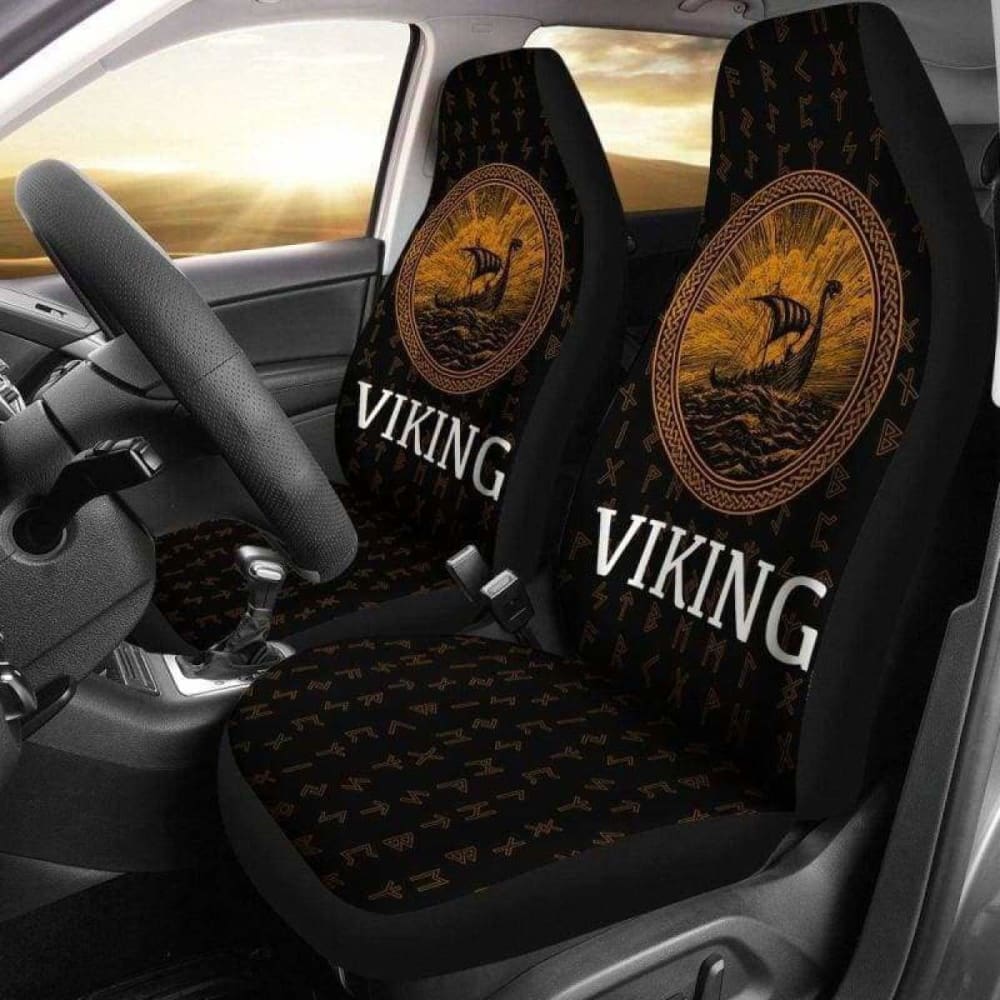 Viking Drakkar Longship Rune Car Seat Covers 144909