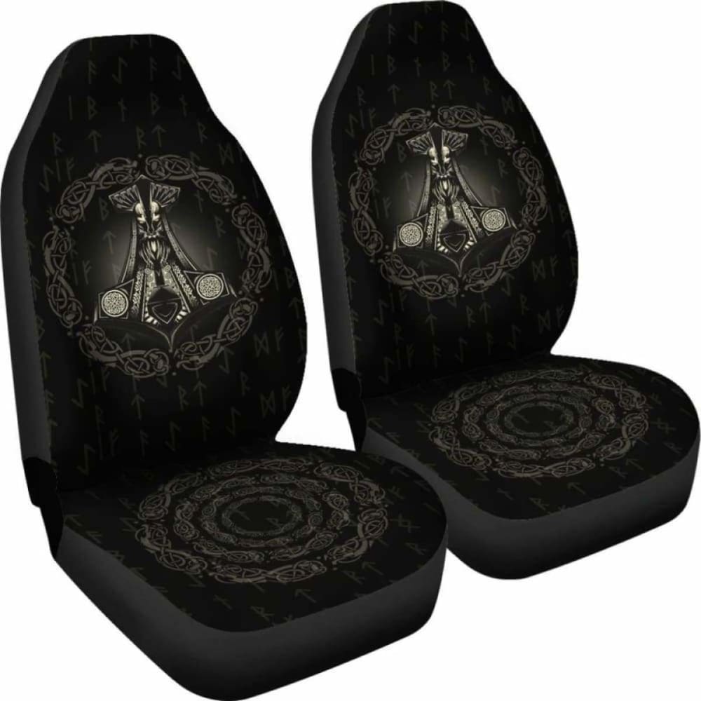 Viking Mjolnir Hammer Rune Car Seat Covers 110424 - YourCarButBetter