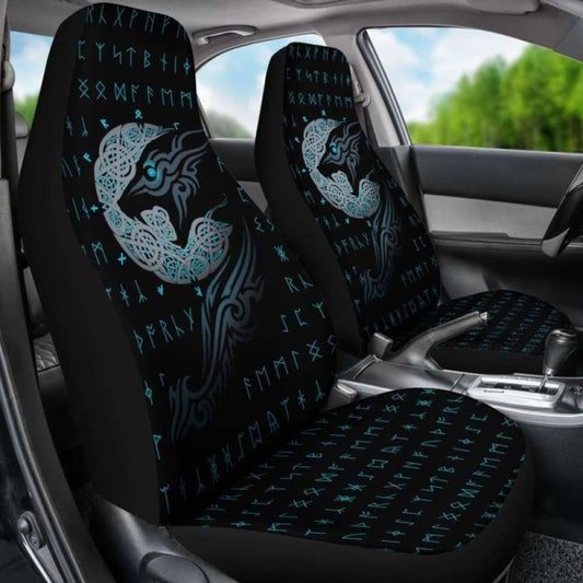 Viking Wolf With Rune Car Seat Covers 105905 - YourCarButBetter
