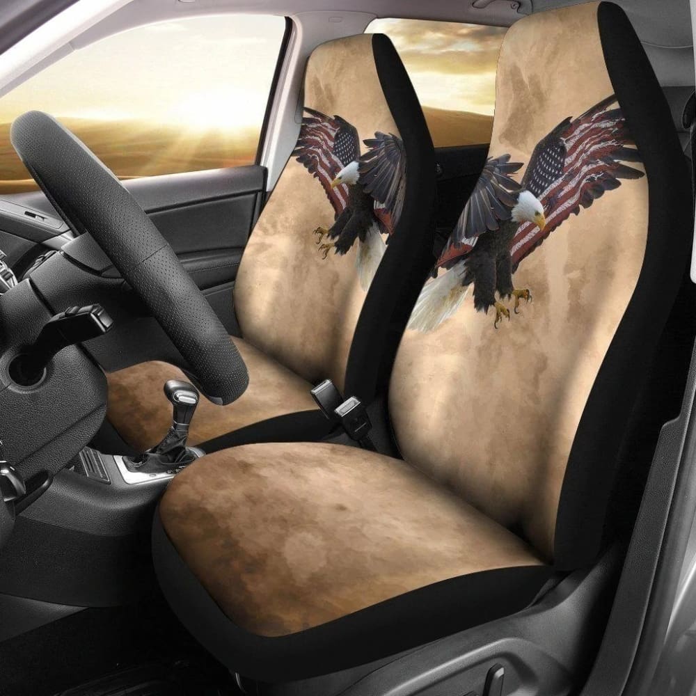 Vintage Eagle Car Seat Covers Custom Us Flag Patriotic Car Decoration 101819 - YourCarButBetter