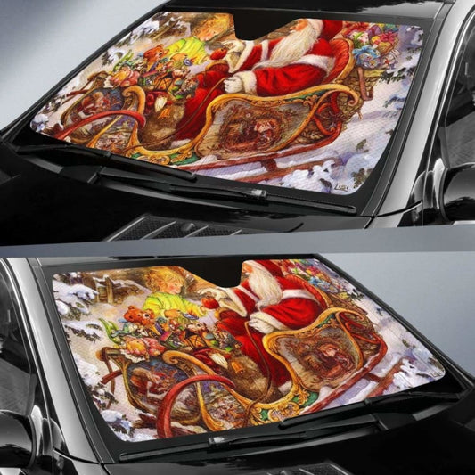Vintage Santa Christmas Sun Shade Amazing Best Gift Ideas 103406 - YourCarButBetter