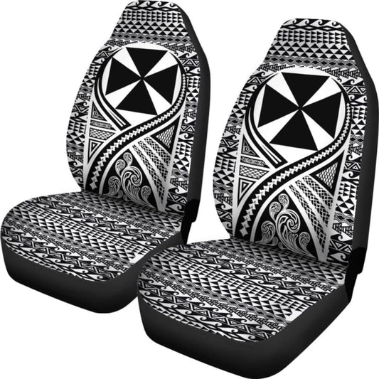 Wallis And Futuna Car Seat Cover - Wallis And Futuna Coat Of Arms Polynesian Tattoo Black - 105905 - YourCarButBetter