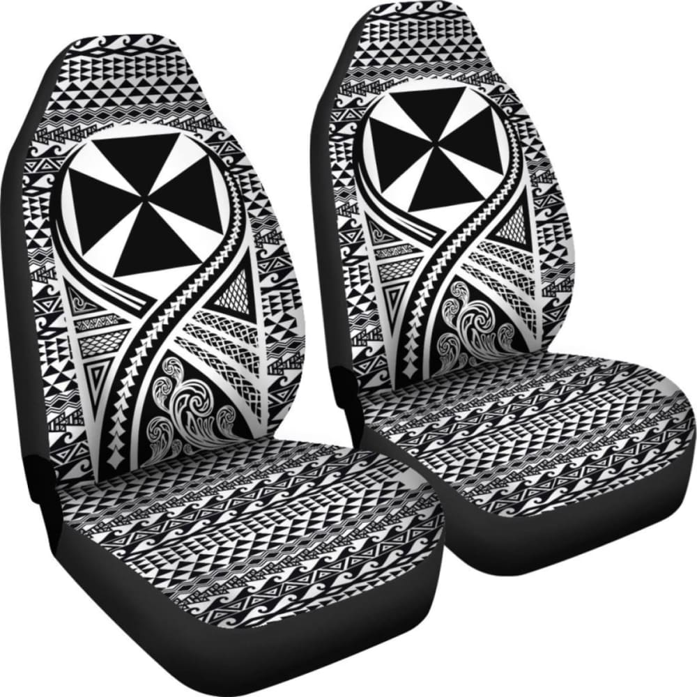 Wallis And Futuna Car Seat Cover - Wallis And Futuna Coat Of Arms Polynesian Tattoo Black - 105905 - YourCarButBetter