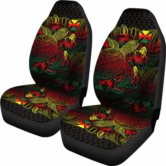 Wallis And Futuna Car Seat Covers - Wallis And Futuna Coat Of Arms Turtle Hibiscus Reggae - New 091114 - YourCarButBetter
