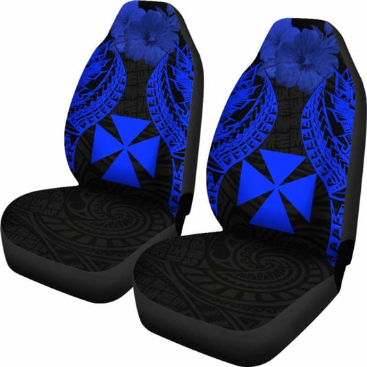 Wallis And Futuna Polynesian Car Seat Covers Pride Seal And Hibiscus Blue - 232125 - YourCarButBetter