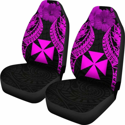 Wallis And Futuna Polynesian Car Seat Covers Pride Seal And Hibiscus Pink - 232125 - YourCarButBetter