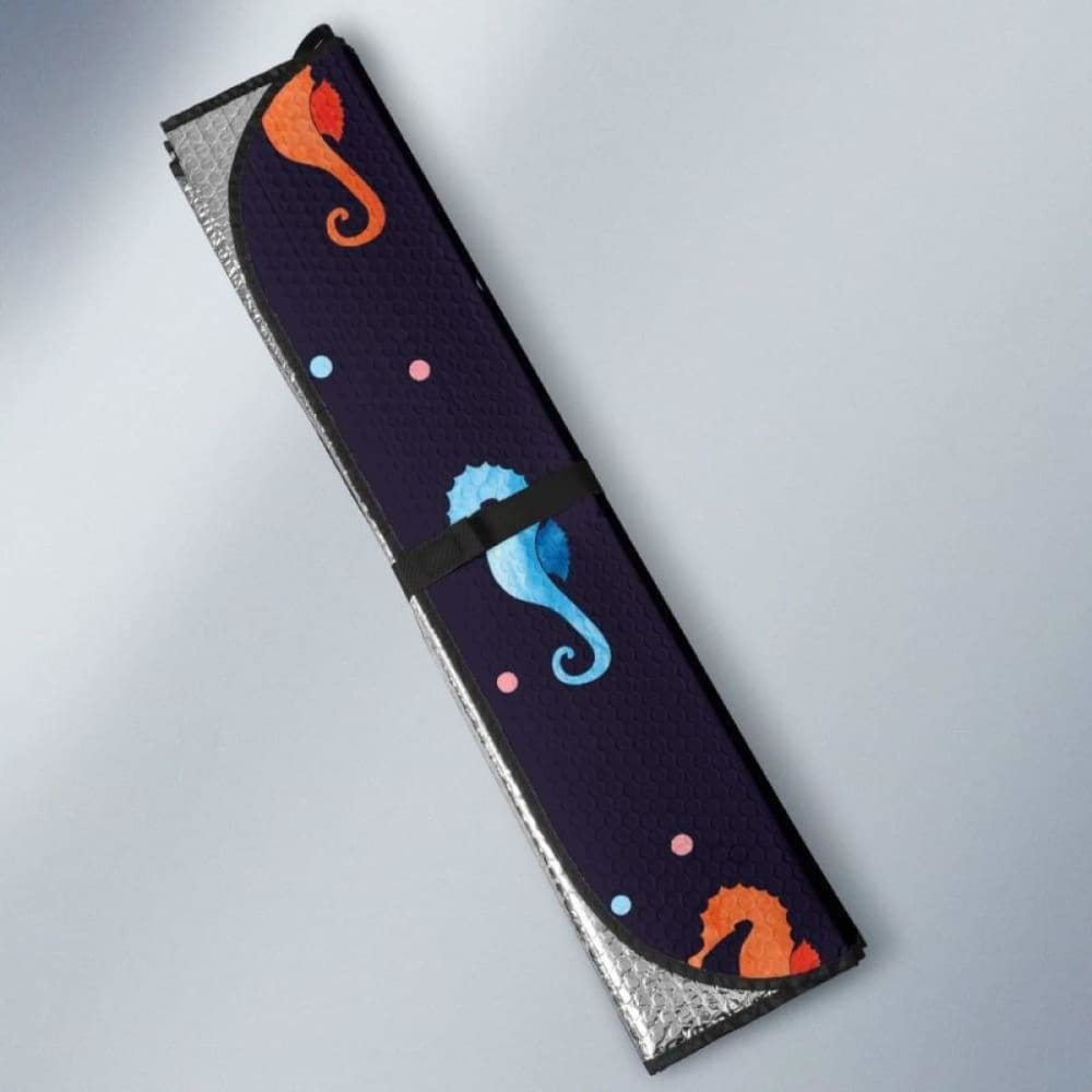 Watercolor Colorful Seahorse Pattern Car Auto Sun Shades 460402 - YourCarButBetter