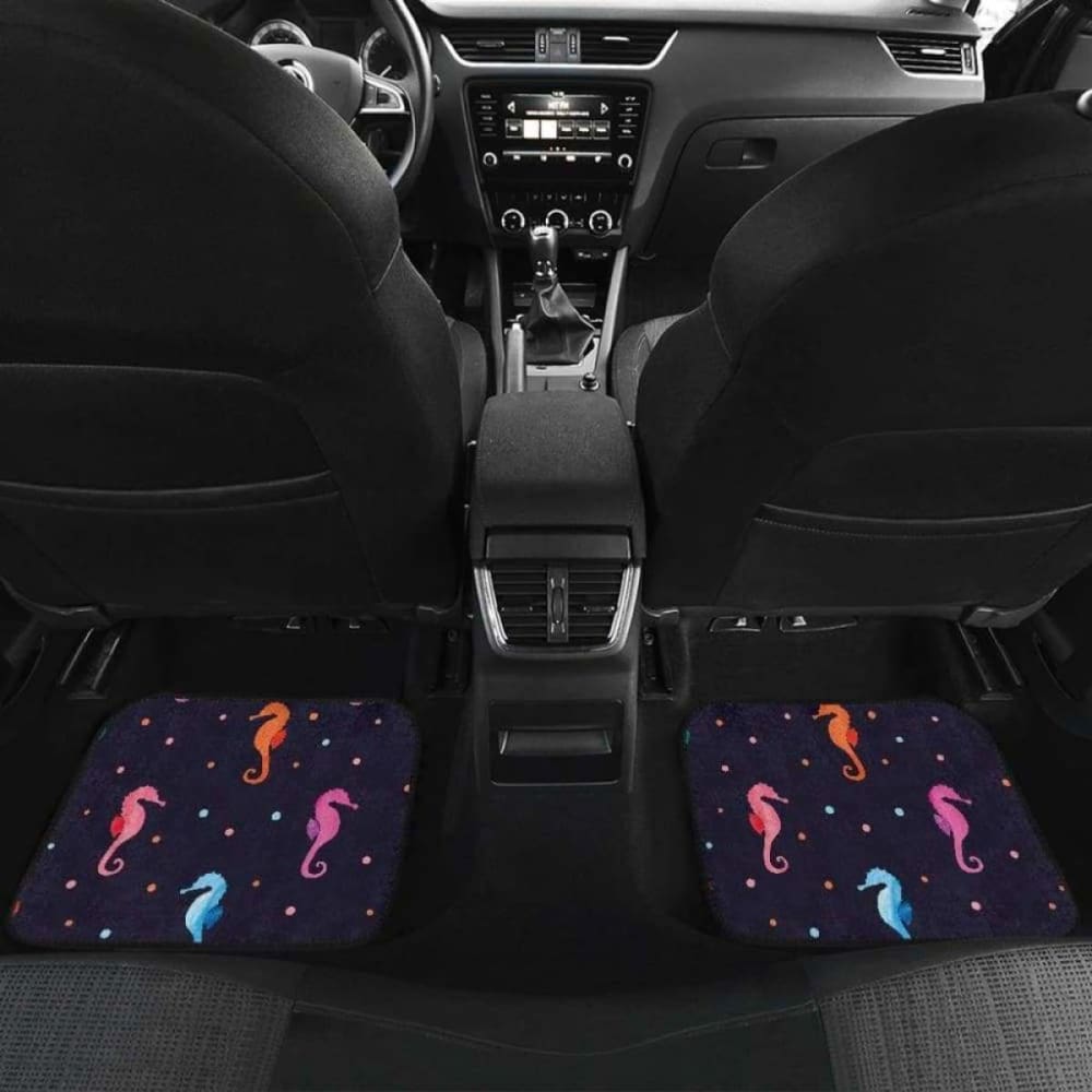 Watercolor Colorful Seahorse Pattern Front And Back Car Mats 174914 - YourCarButBetter