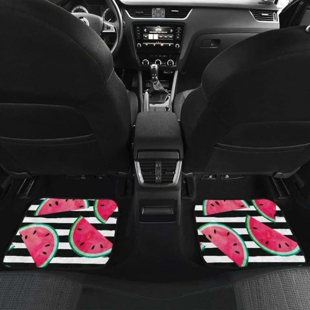 Watercolor Paint Textured Watermelon Pieces Front And Back Car Mats 174914 - YourCarButBetter
