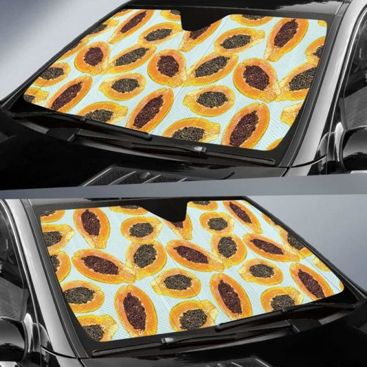 Watercolor Papaya Pattern Car Auto Sun Shades 182102 - YourCarButBetter