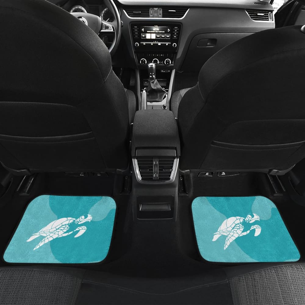Watercolor Turtle And Hibiscus Car Floor Mats 211504 - YourCarButBetter