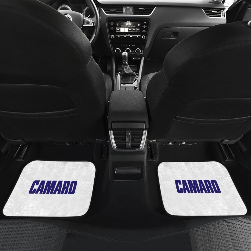 White Camaro Blue Letter Car Floor Mats 212304 - YourCarButBetter