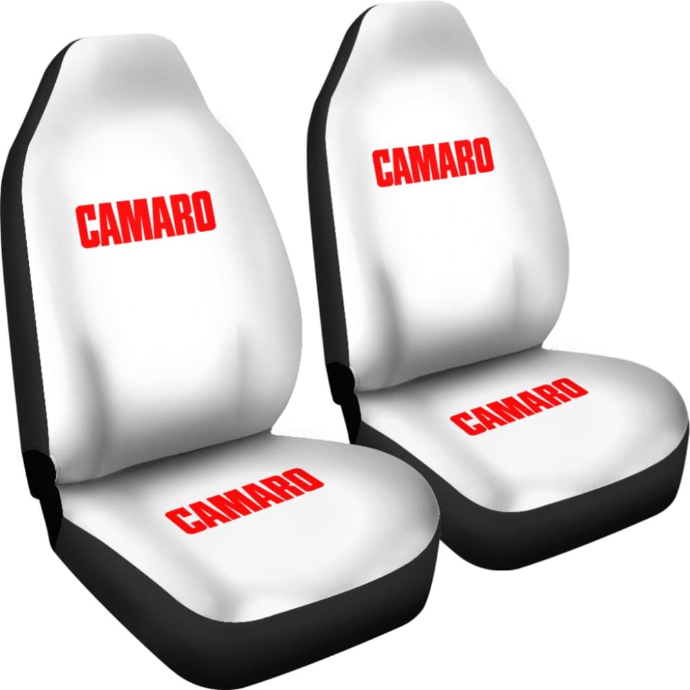 White Camaro Red Letter Car Seat Covers 212304 - YourCarButBetter