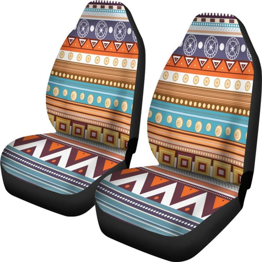 White Geometric Pattern Native American Car Seat Covers 093223 - YourCarButBetter