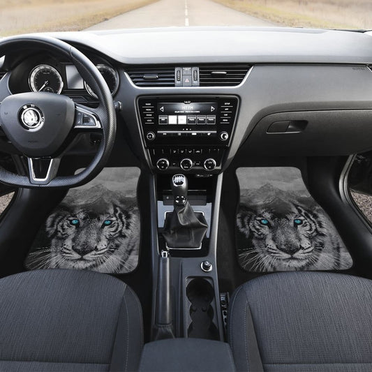 White Snow Tiger Floor Mats for Car 211303