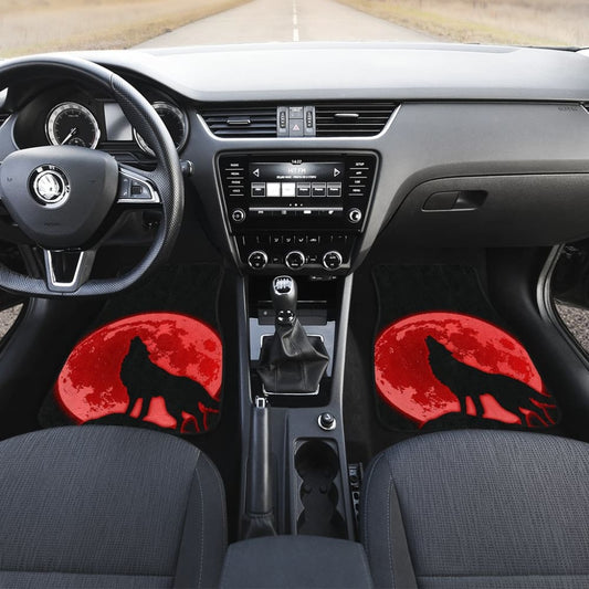 Wolf Howling Red Moon Car Floor Mats 211802