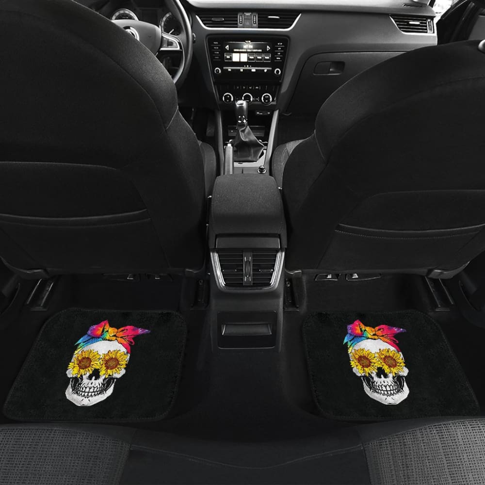 Womens Sunflower Tie-Dye Bandana Emo Hippie Sugarskull Lovers Car Floor Mats 210805 - YourCarButBetter