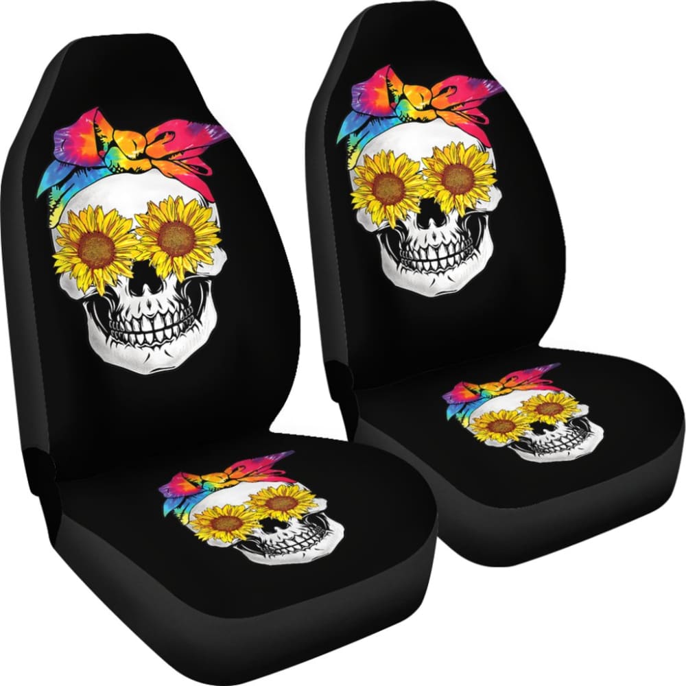 Womens Sunflower Tie-Dye Bandana Emo Hippie Sugarskull Lovers Car Seat Covers 210805 - YourCarButBetter