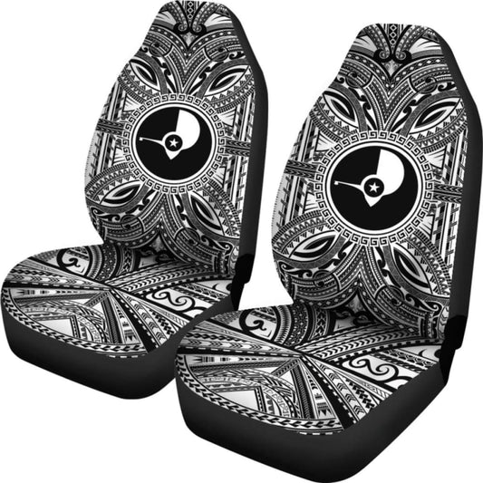 Yap Car Seat Cover - Yap Coat Of Arms Polynesian White Black 105905 - YourCarButBetter
