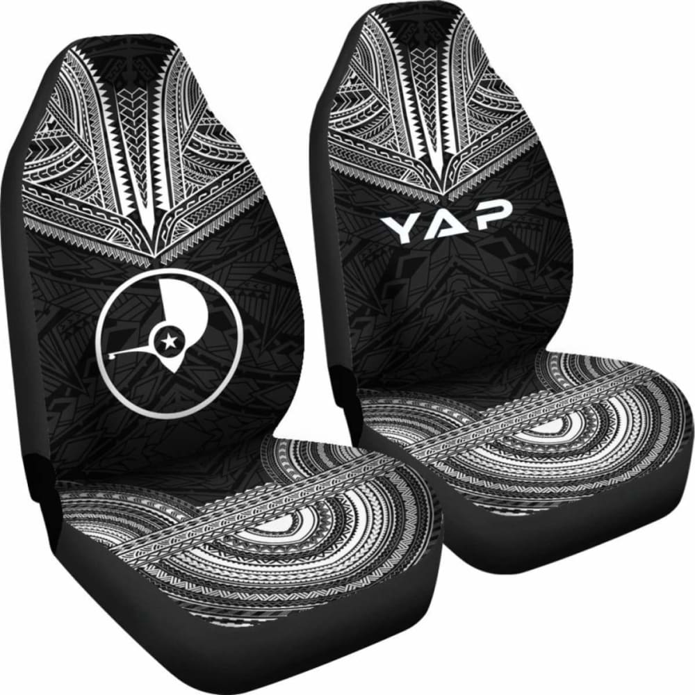 Yap Car Seat Cover - Yap Flag Polynesian Chief Tattoo Black Version - 10 174914 - YourCarButBetter